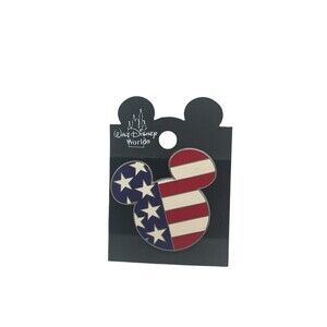 NEW Walt Disney World Mickey Mouse Logo Pin American Flag Design Red White Blue